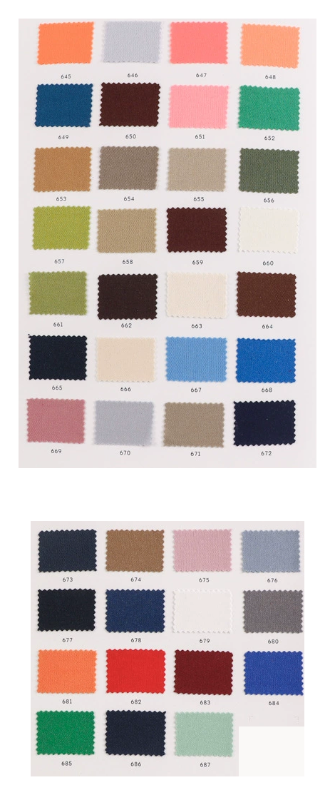 75D双面平板布 — 可选颜色参考 / Available Color Reference