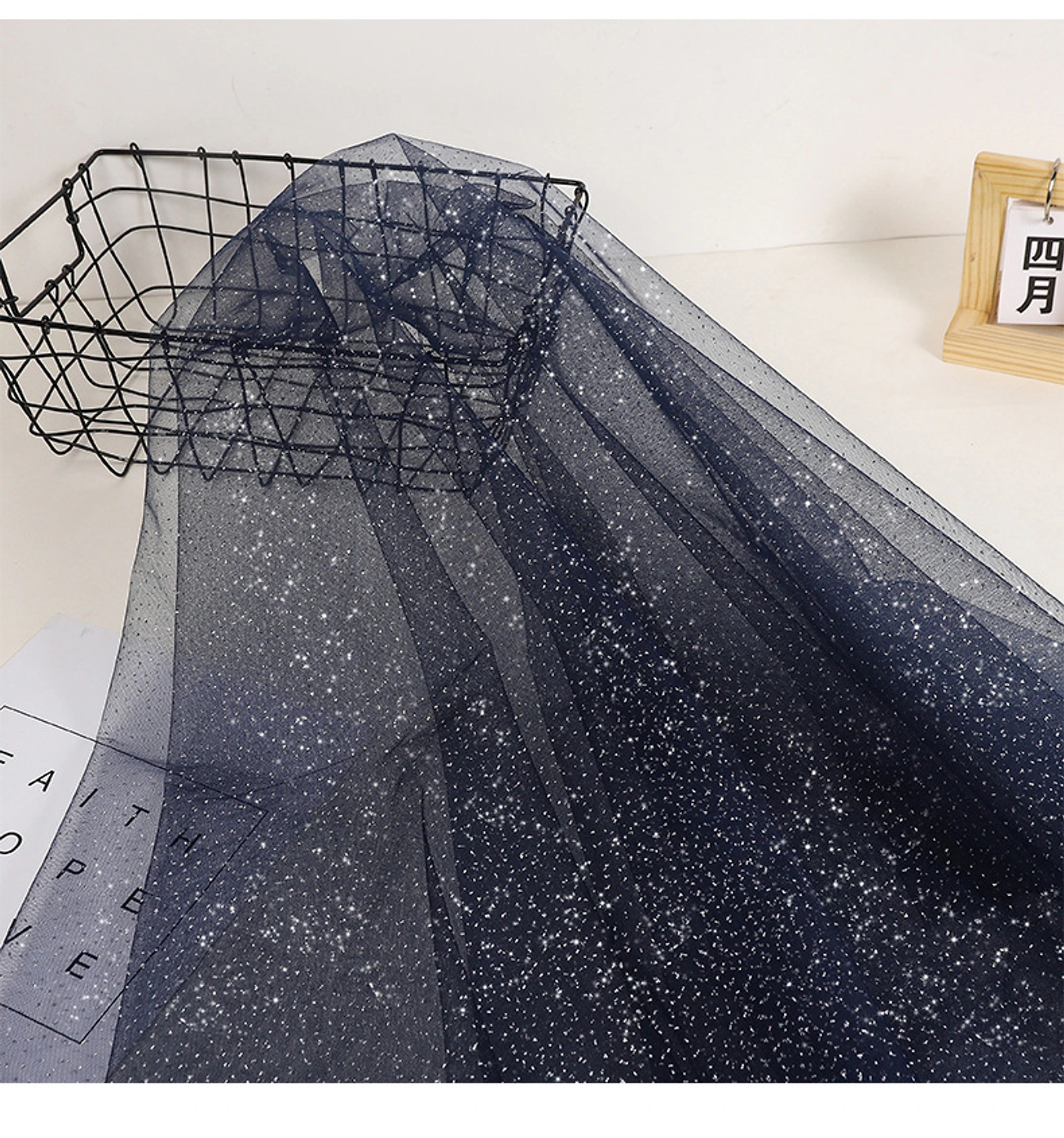印银点网纱 — 黑色银点垂坠 / Black Silver-dot Drape